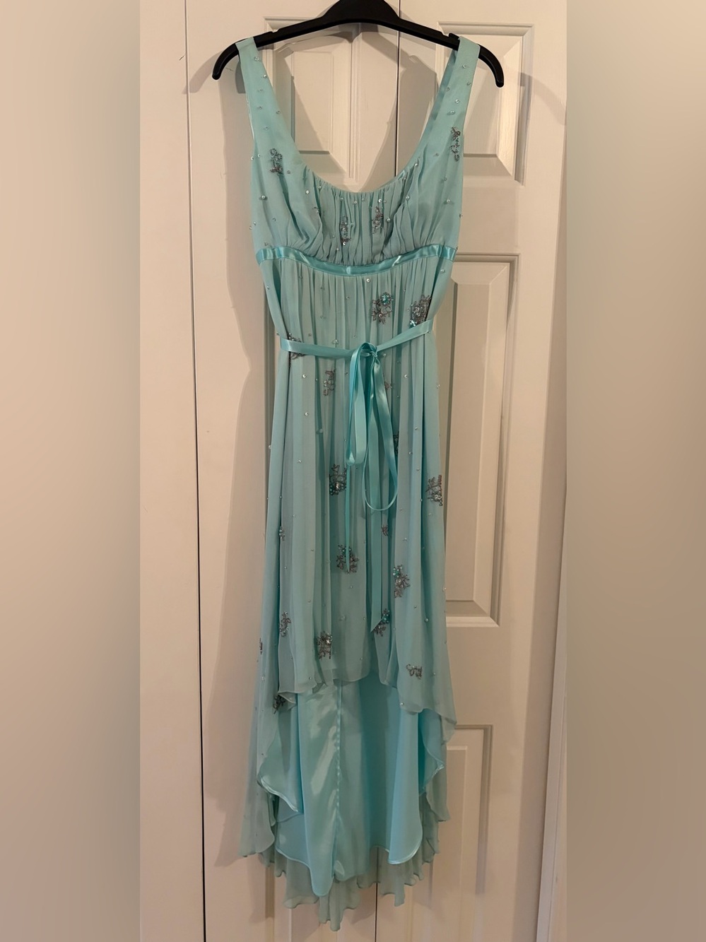 Laundry By Shelli Segal Aqua Strapless Beaded Gown